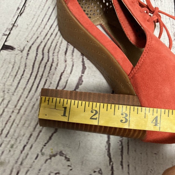 Tahari Shoes‎ Womens Size 9M Coral Pink Megyn Suede Lace Up Perforated Open Toe - Picture 9 of 11